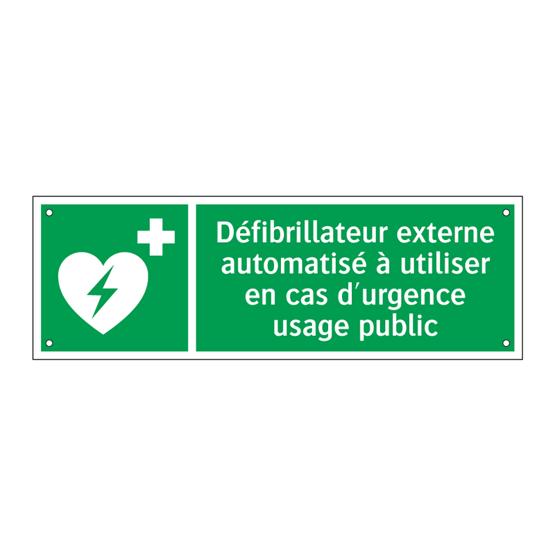 Défibrillateur externe automatisé à utiliser en cas d'urgence usage public