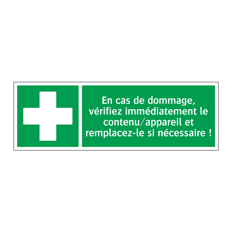 En cas de dommage, vérifiez immédiatement le contenu/appareil et remplacez-le si nécessaire !