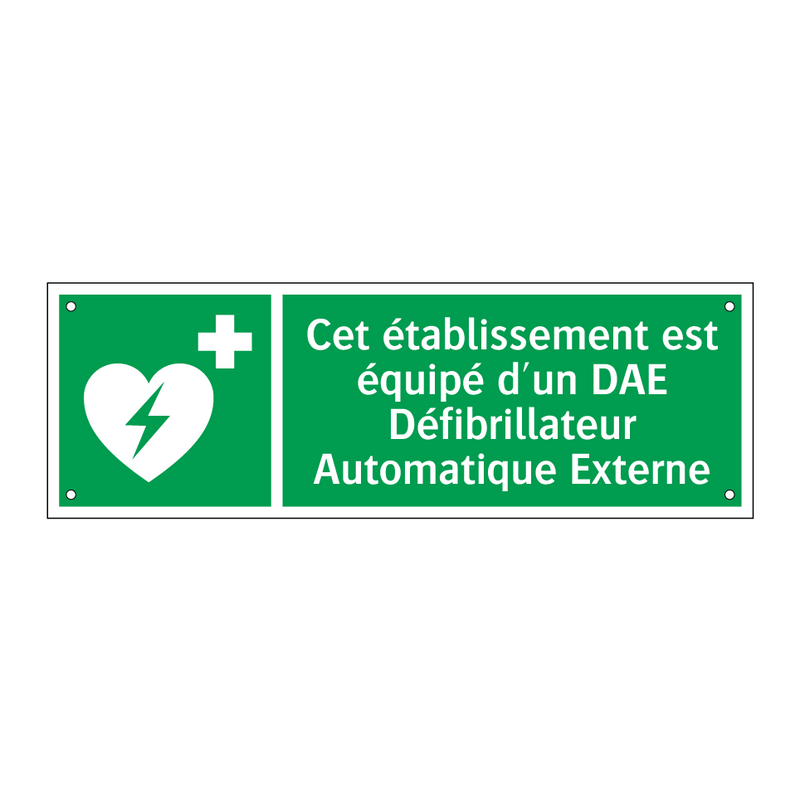 Cet établissement est équipé d'un DAE Défibrillateur Automatique Externe