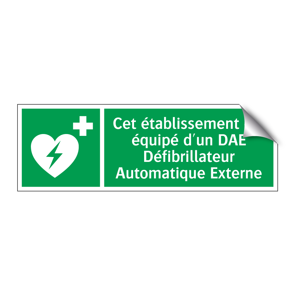 Cet établissement est équipé d'un DAE Défibrillateur Automatique Externe