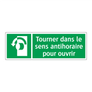 Tourner dans le sens antihoraire pour ouvrir