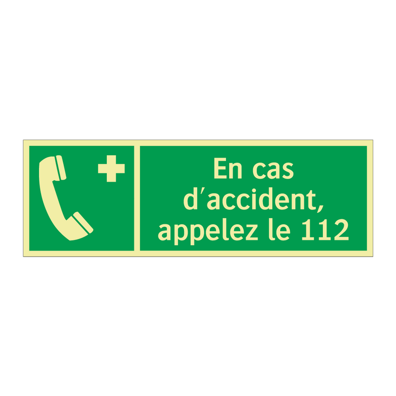 En cas d'accident, appelez le 112