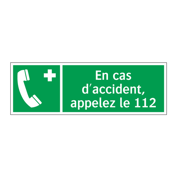En cas d'accident, appelez le 112