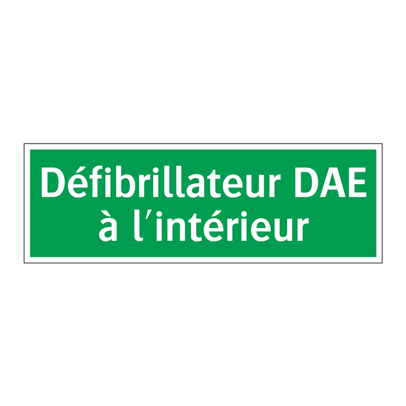 Défibrillateur DAE à l'intérieur