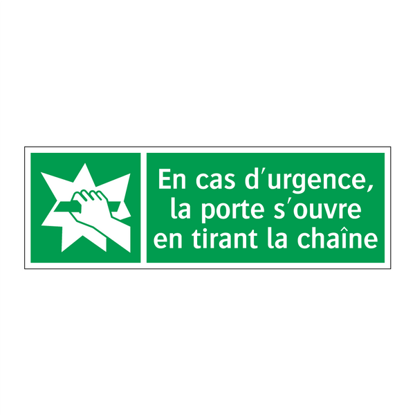 En cas d'urgence, la porte s'ouvre en tirant la chaîne