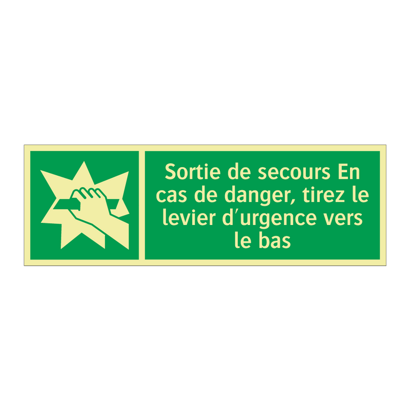 Sortie de secours En cas de danger, tirez le levier d'urgence vers le bas