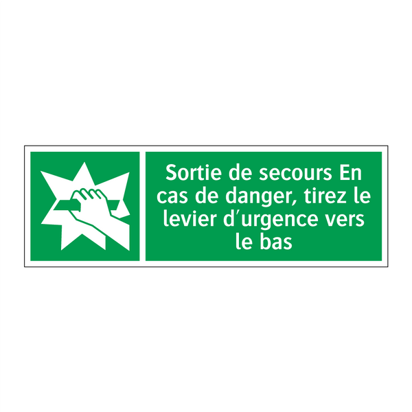 Sortie de secours En cas de danger, tirez le levier d'urgence vers le bas