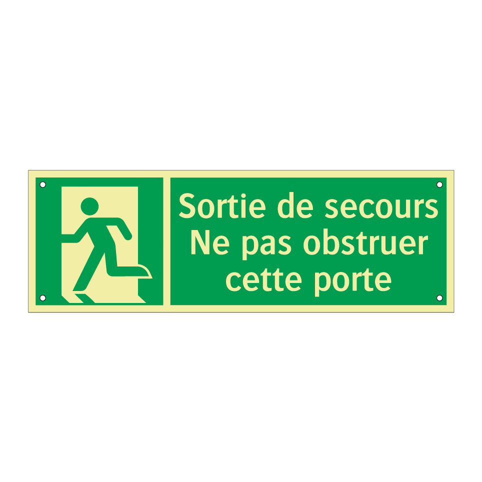 Sortie de secours Ne pas obstruer cette porte