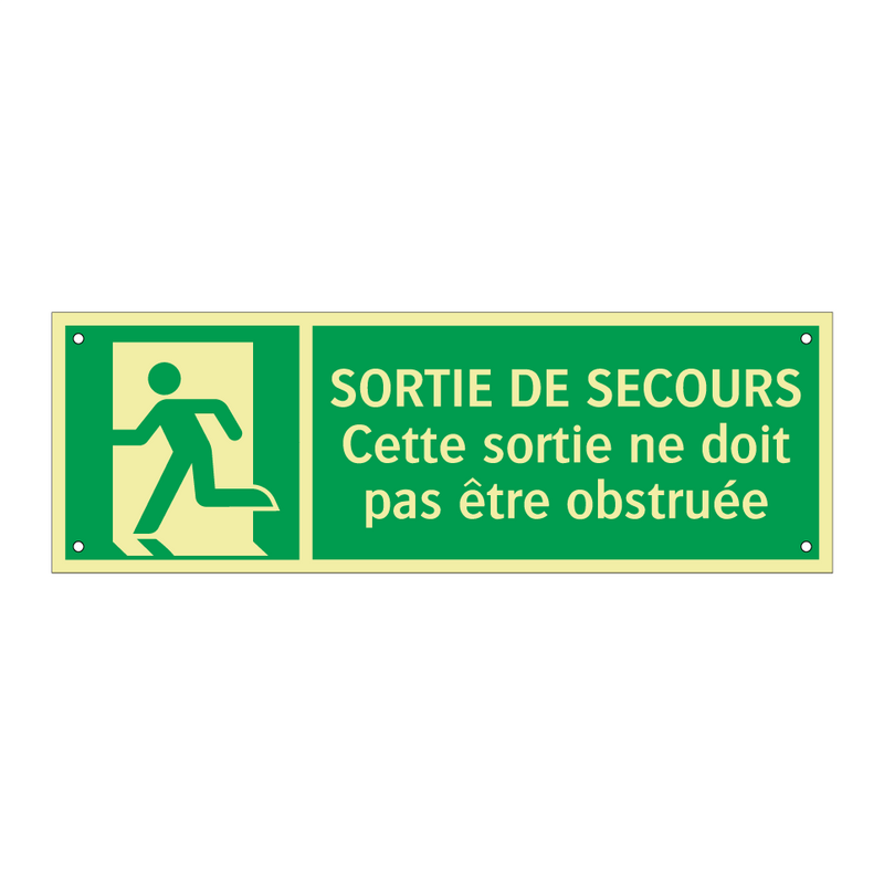 SORTIE DE SECOURS Cette sortie ne doit pas être obstruée