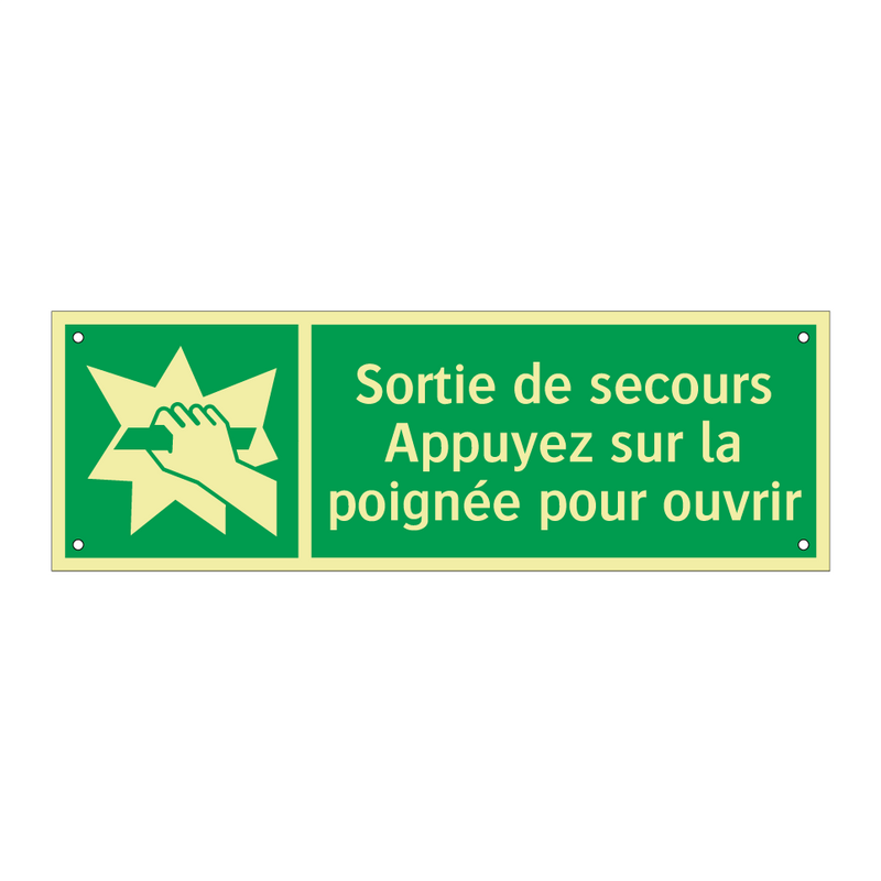 Sortie de secours Appuyez sur la poignée pour ouvrir