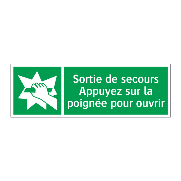 Sortie de secours Appuyez sur la poignée pour ouvrir