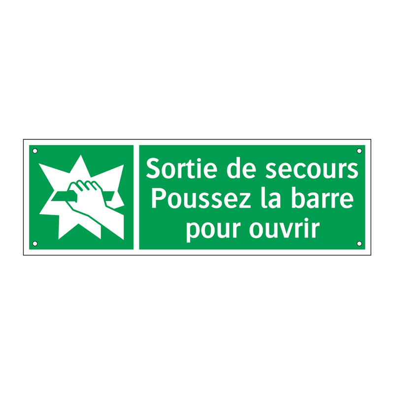 Sortie de secours Poussez la barre pour ouvrir