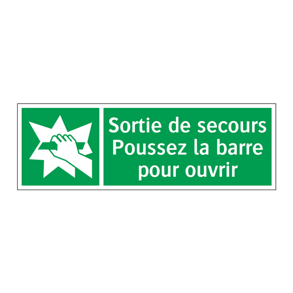 Sortie de secours Poussez la barre pour ouvrir