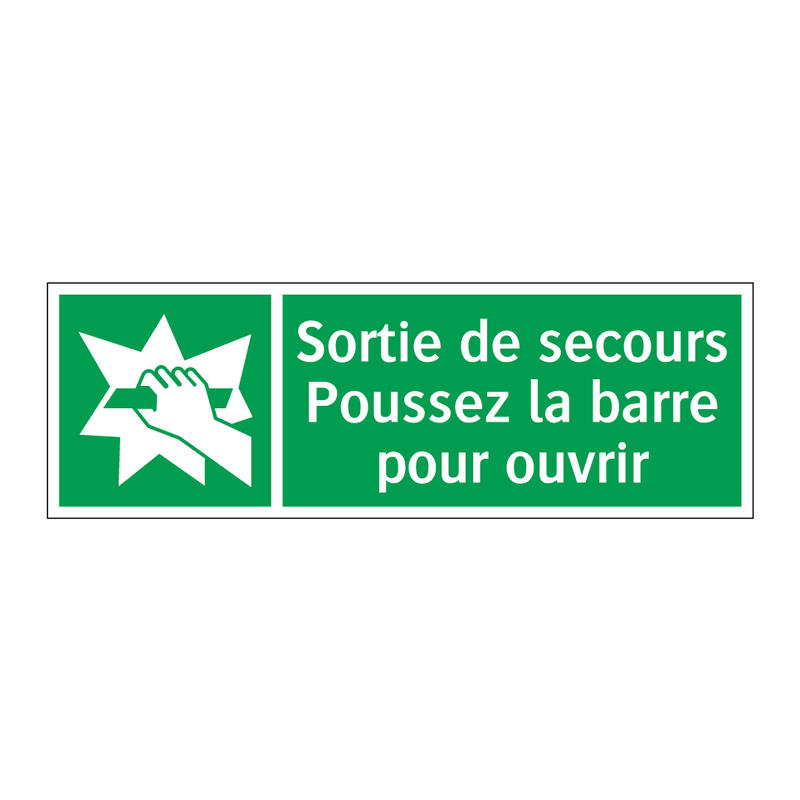 Sortie de secours Poussez la barre pour ouvrir