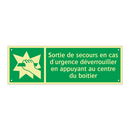 Sortie de secours en cas d'urgence déverrouiller en appuyant au centre du boîtier