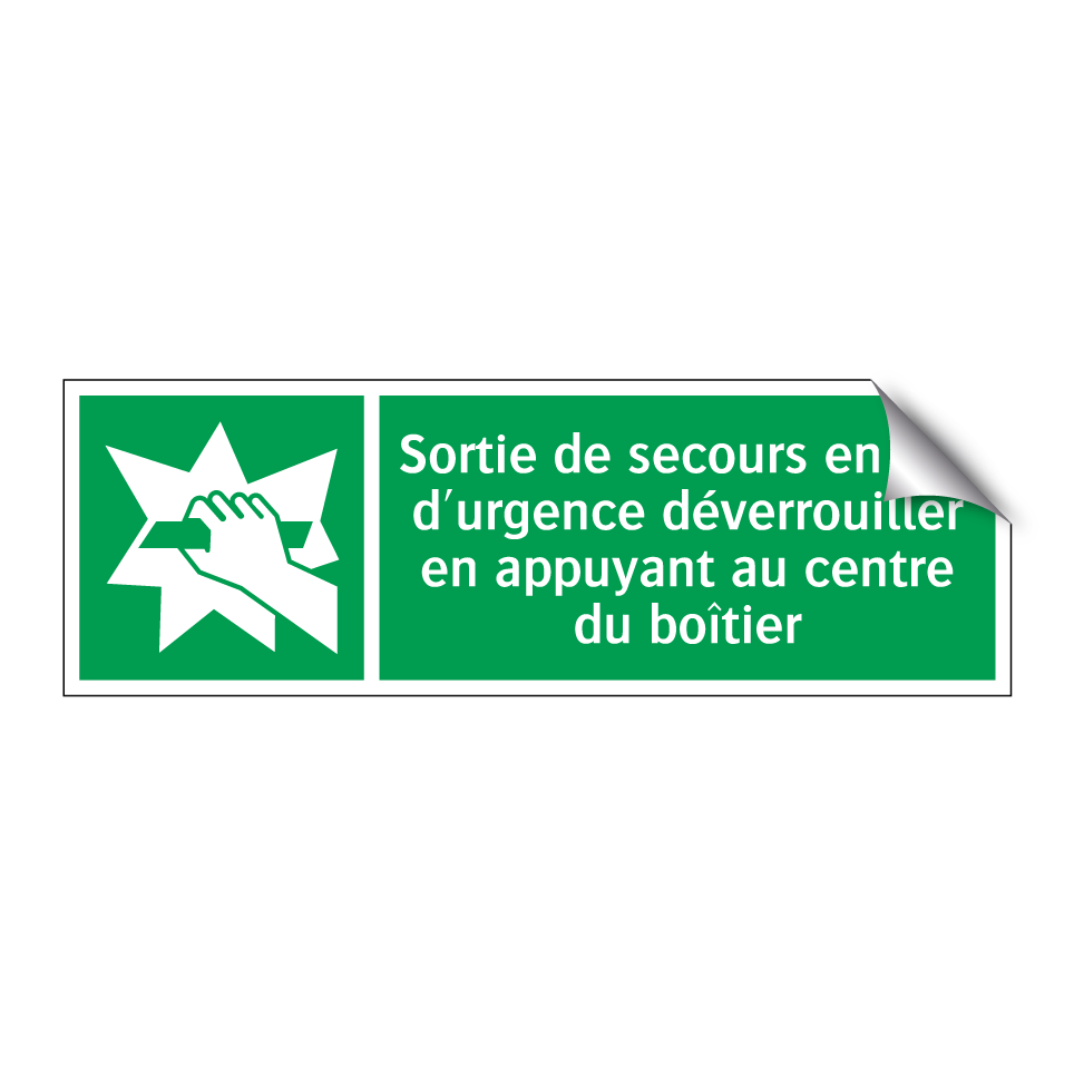 Sortie de secours en cas d'urgence déverrouiller en appuyant au centre du boîtier