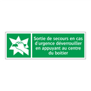 Sortie de secours en cas d'urgence déverrouiller en appuyant au centre du boîtier