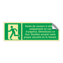 Sortie de secours à utiliser uniquement en cas d'urgence. Démolissez ce mur. Veuillez assurer votre propre sécurité en le faisant.