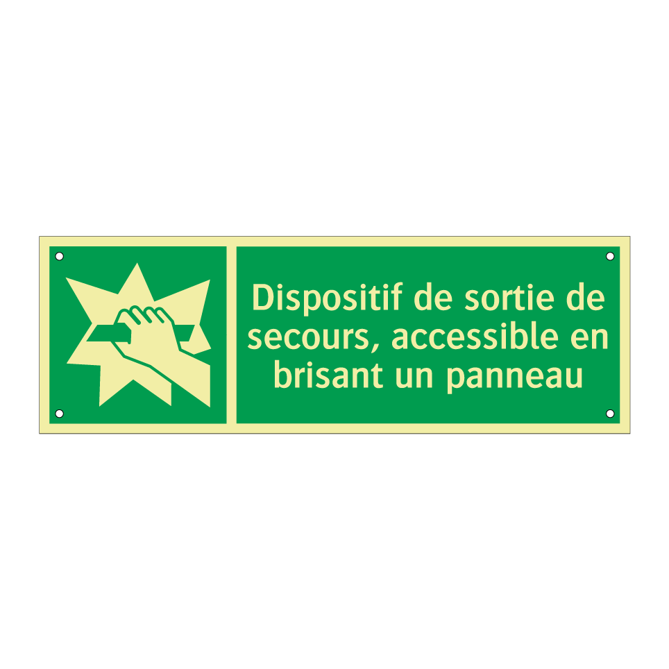 Dispositif de sortie de secours, accessible en brisant un panneau