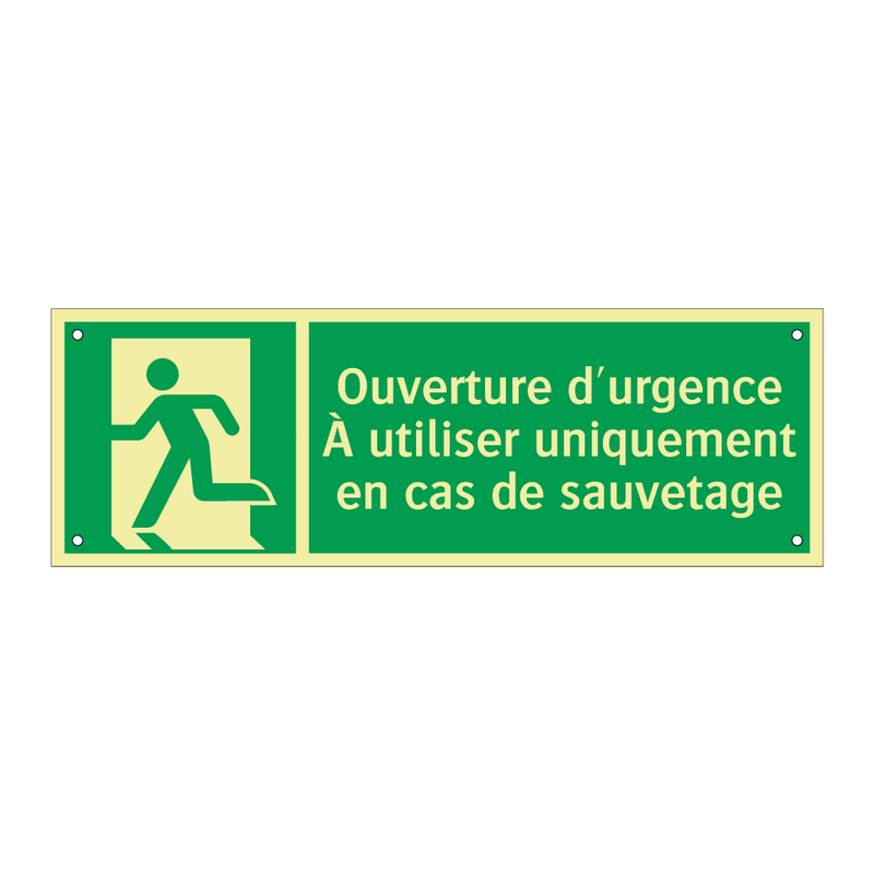 Ouverture d'urgence À utiliser uniquement en cas de sauvetage