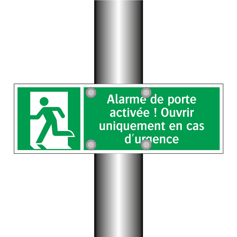Alarme de porte activée ! Ouvrir uniquement en cas d'urgence
