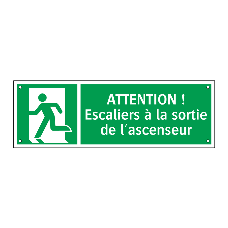 ATTENTION ! Escaliers à la sortie de l'ascenseur