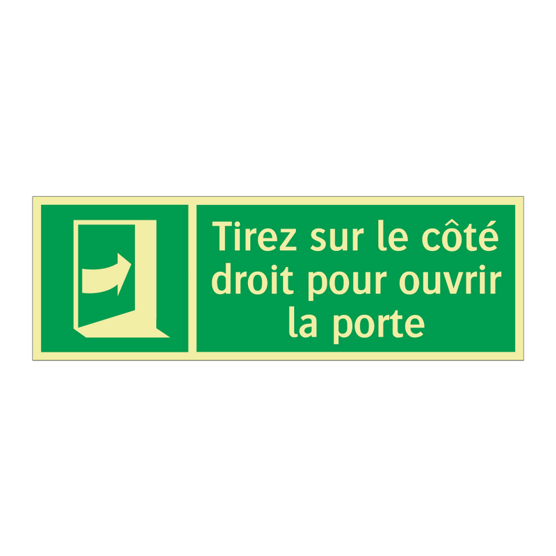 Tirez sur le côté droit pour ouvrir la porte