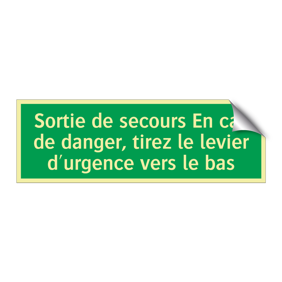 Sortie de secours En cas de danger, tirez le levier d'urgence vers le bas