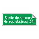 Sortie de secours - Ne pas obstruer 24h