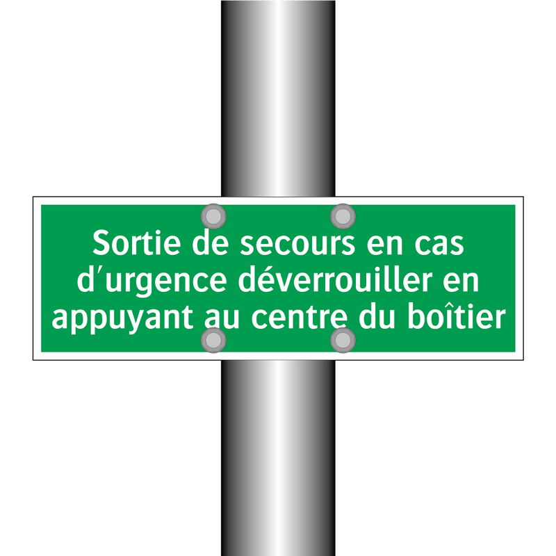 Sortie de secours en cas d'urgence déverrouiller en appuyant au centre du boîtier