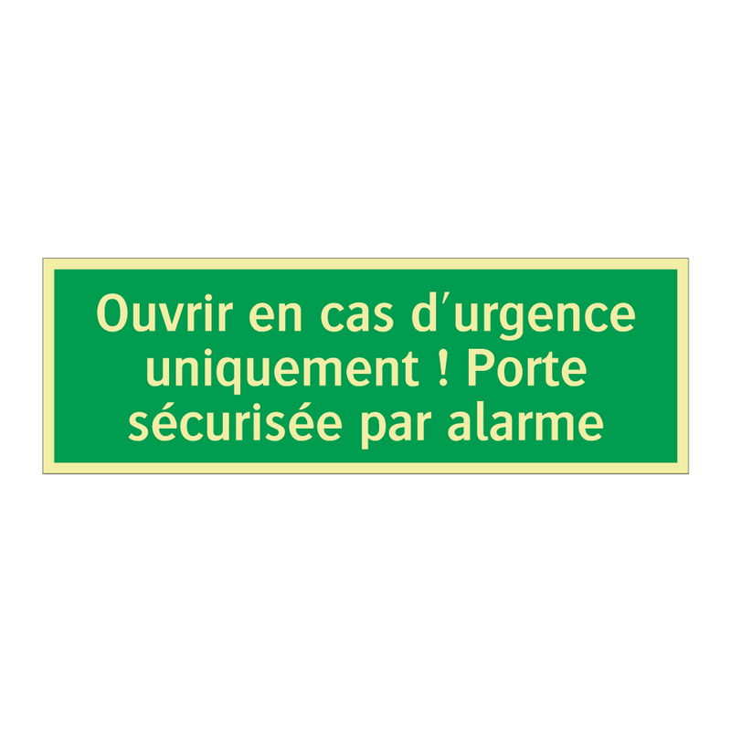 Ouvrir en cas d'urgence uniquement ! Porte sécurisée par alarme