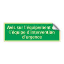 Avis sur l'équipement de l'équipe d'intervention d'urgence