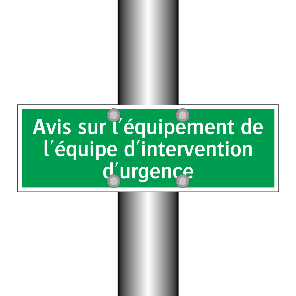 Avis sur l'équipement de l'équipe d'intervention d'urgence