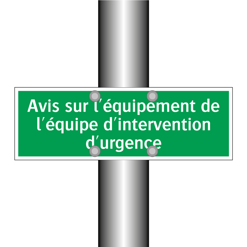 Avis sur l'équipement de l'équipe d'intervention d'urgence