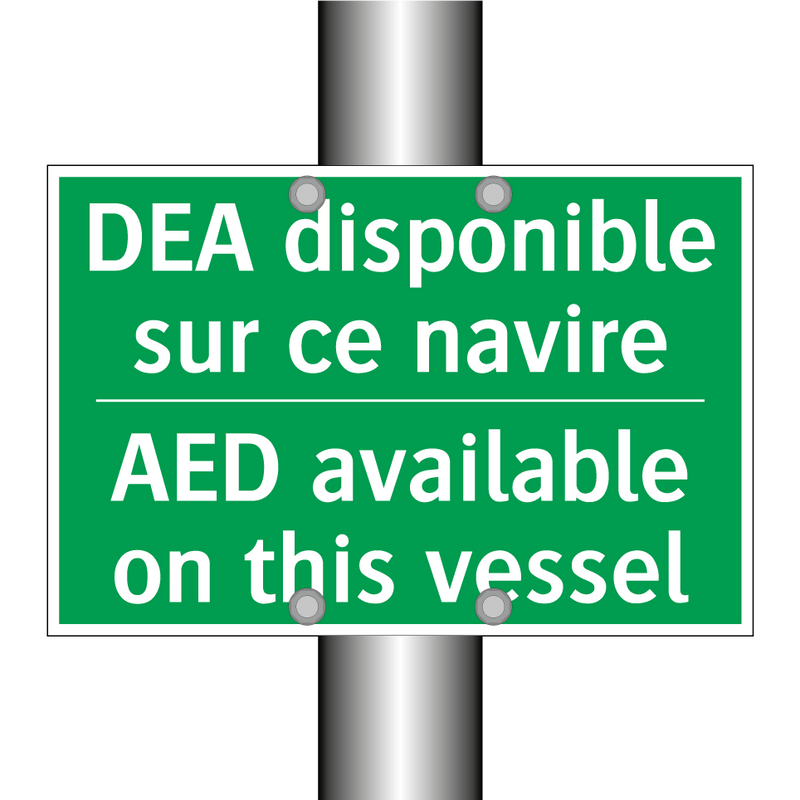 DEA disponible sur ce navire - AED available on this vessel