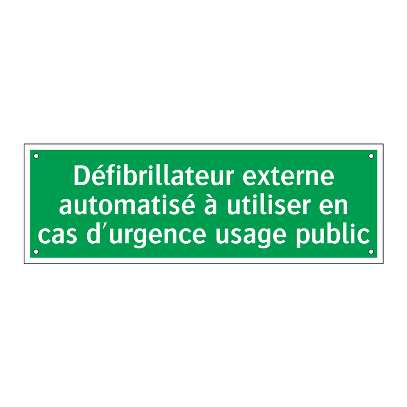 Défibrillateur externe automatisé à utiliser en cas d'urgence usage public
