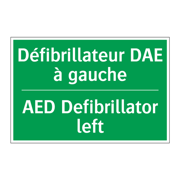 Défibrillateur DAE à gauche - AED Defibrillator left
