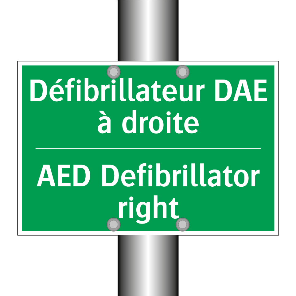 Défibrillateur DAE à droite - AED Defibrillator right