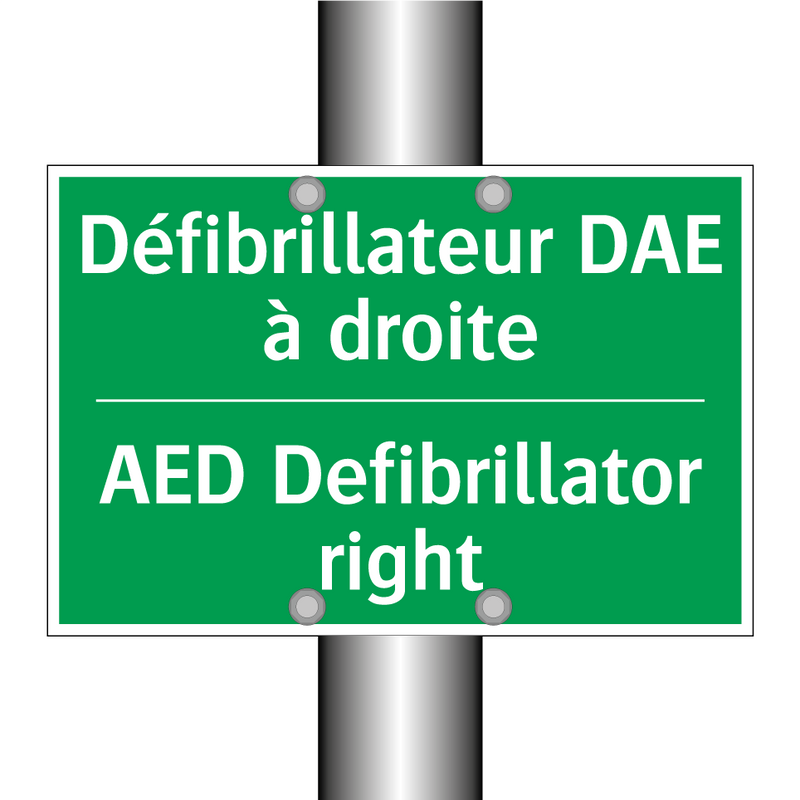 Défibrillateur DAE à droite - AED Defibrillator right