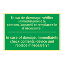 En cas de dommage, vérifiez immédiatement /.../ - In case of damage, immediately /.../