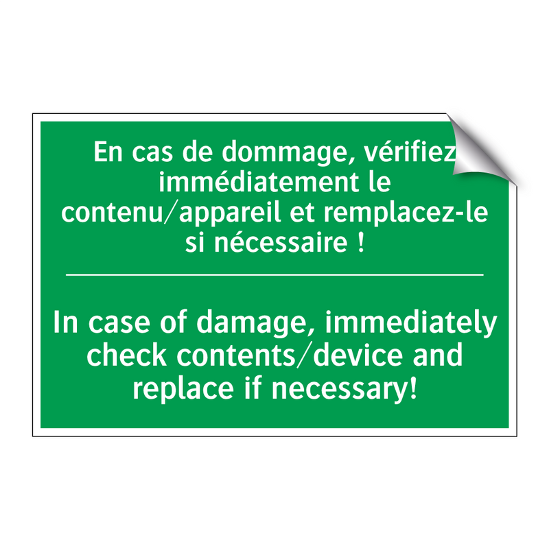 En cas de dommage, vérifiez immédiatement /.../ - In case of damage, immediately /.../