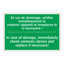 En cas de dommage, vérifiez immédiatement /.../ - In case of damage, immediately /.../
