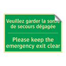 Veuillez garder la sortie de secours /.../ - Please keep the emergency exit /.../