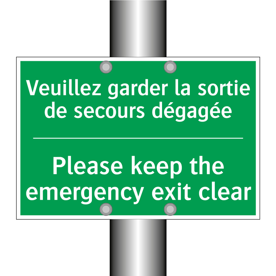 Veuillez garder la sortie de secours /.../ - Please keep the emergency exit /.../
