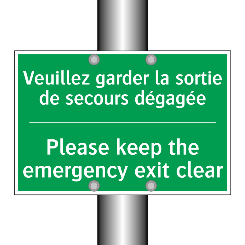 Veuillez garder la sortie de secours /.../ - Please keep the emergency exit /.../