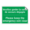 Veuillez garder la sortie de secours /.../ - Please keep the emergency exit /.../