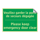 Veuillez garder la porte de secours /.../ - Please keep emergency door clear /.../