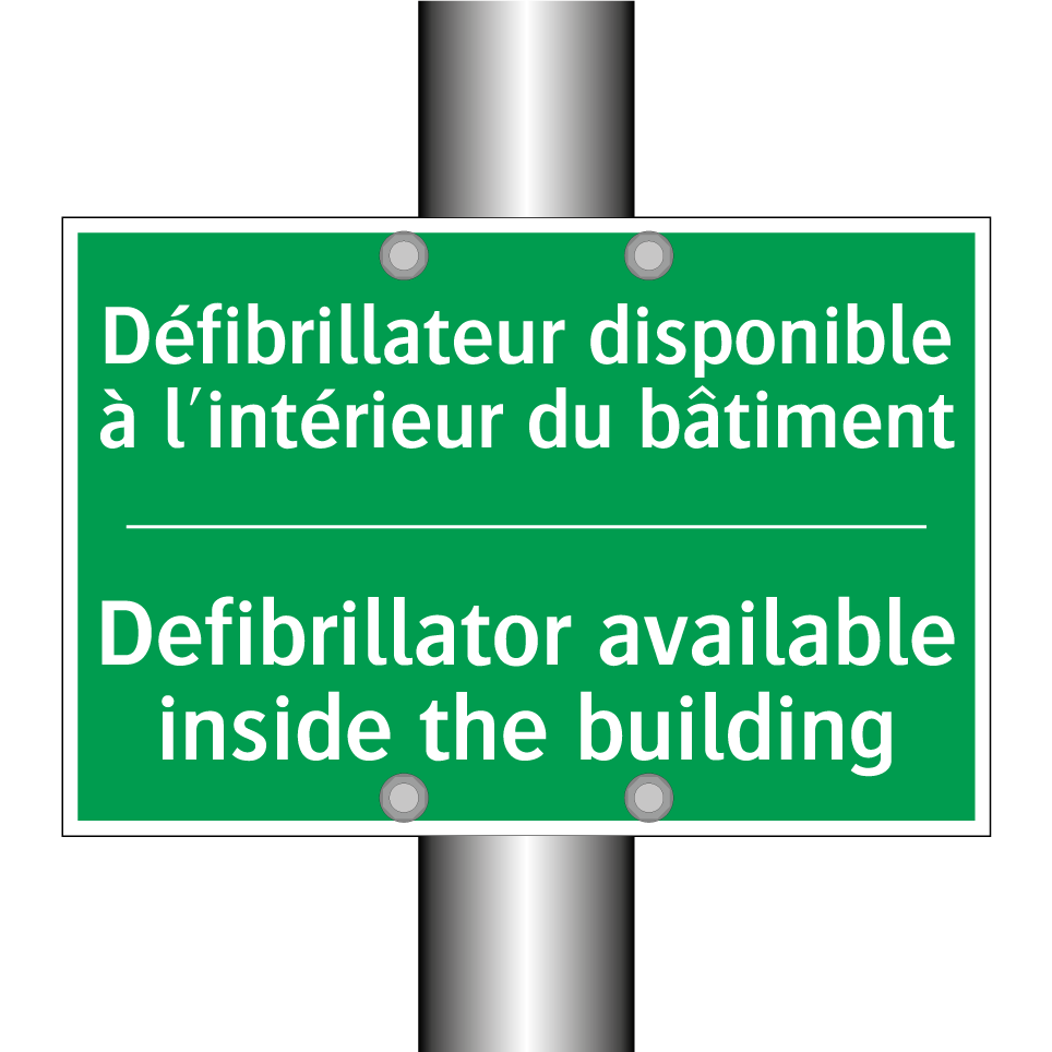 Défibrillateur disponible à l'intérieur /.../ - Defibrillator available inside /.../
