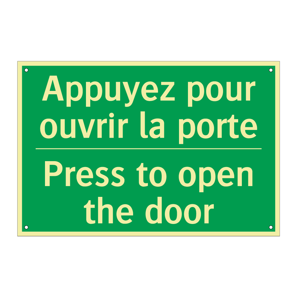 Appuyez pour ouvrir la porte - Press to open the door