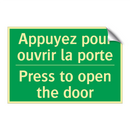 Appuyez pour ouvrir la porte - Press to open the door